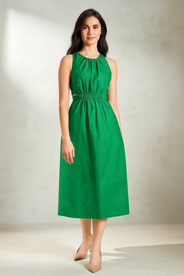 Lounge Dreams Women A-line Green Midi/Calf Length Dress