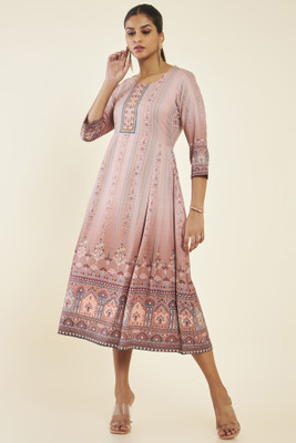 soch Women A-line Multicolor Midi/Calf Length Dress
