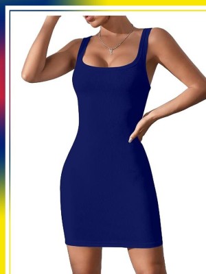 Varkin Women Bodycon Blue Dress