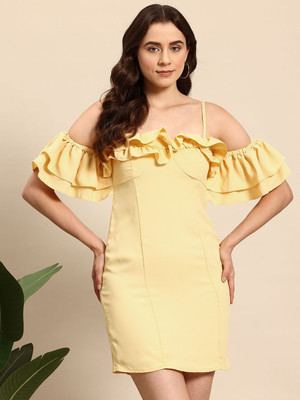 Mast & Harbour Women Sheath Yellow Mini/Short Dress