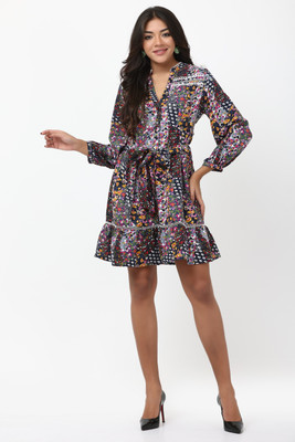 TSM Women A-line Multicolor Above Knee/Mid Thigh Length Dress
