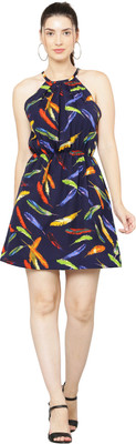 laxmi garments Women A-line Blue Knee Length Dress
