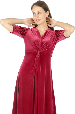 Fuegobella Women A-line Red Midi/Calf Length Dress
