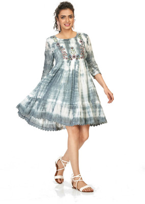 DRESOUL Women A-line Grey Knee Length Dress
