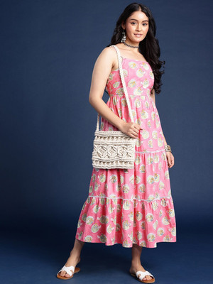 Taavi Women A-line Pink Maxi/Full Length Dress