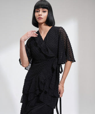 Tokyo Talkies Women Fit and Flare Black Mini/Short Dress
