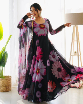 Yogiraj Enterprise Women A-line Black Maxi/Full Length Dress