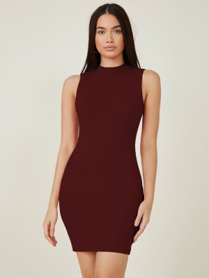 Neu Look Women Bodycon Maroon Dress