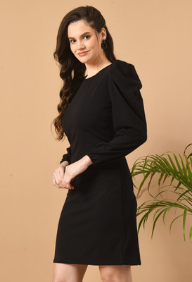 HouseOfCommon Women Bodycon Black Knee Length Dress