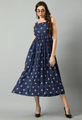 METRONAUT Women Gathered Blue Dress