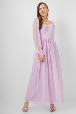 Wownoon Women Maxi Purple Ankle Length Dress
