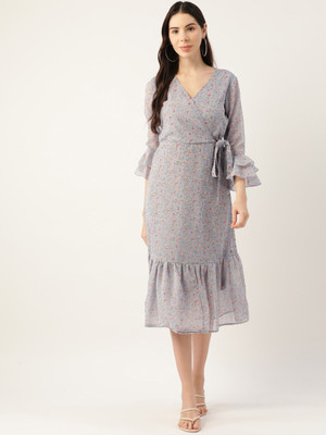 Deewa Women A-line Grey Maxi/Full Length Dress