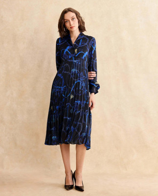 RAREISM Women Fit and Flare Multicolor Midi/Calf Length Dress