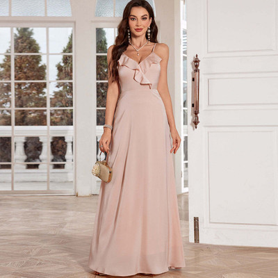OUTZIDR Women Fit and Flare Pink Ankle Length Dress