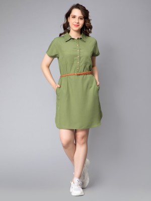 NUEVOSDAMAS Women Shirt Light Green Dress