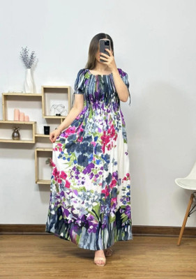 YASHHCREATIONS Women Fit and Flare Multicolor Midi/Calf Length Dress