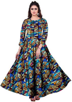 Shunit creation Women Fit and Flare Multicolor Maxi/Full Length Dress