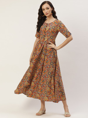 Dressberry Women A-line Multicolor Maxi/Full Length Dress