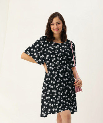 Dressberry Women A-line Black Above Knee/Mid Thigh Length Dress
