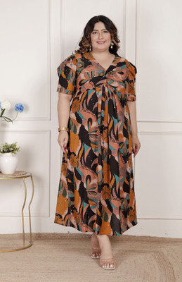Doriyaan Women A-line Multicolor Maxi/Full Length Dress