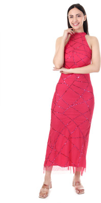 FAM INDIA Women Bodycon Pink Ankle Length Dress