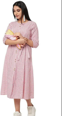 amaya creative center Women A-line Pink Midi/Calf Length Dress