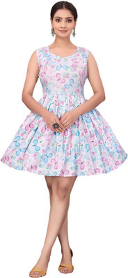 HouseOfCommon Women Fit and Flare Multicolor Above Knee/Mid Thigh Length Dress