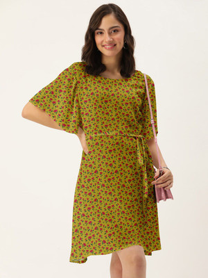 Dressberry Women A-line Yellow Above Knee/Mid Thigh Length Dress