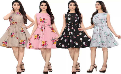 AK Fashion Women A-line Multicolor Knee Length Dress