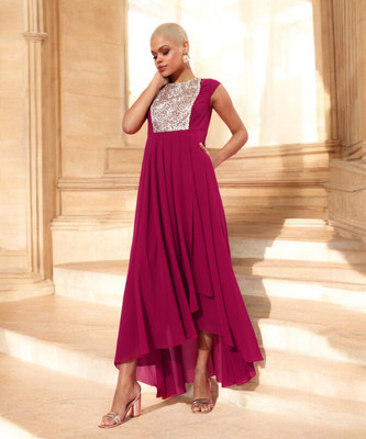 Miss Chase Women Gown Pink Maxi/Full Length Dress