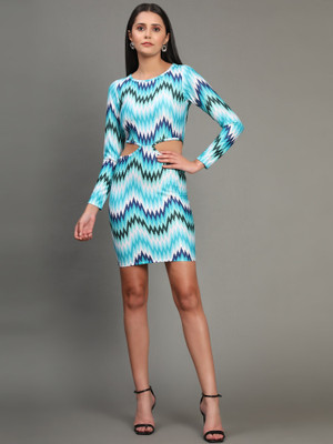 PANZORA Women Bodycon Blue Above Knee/Mid Thigh Length Dress