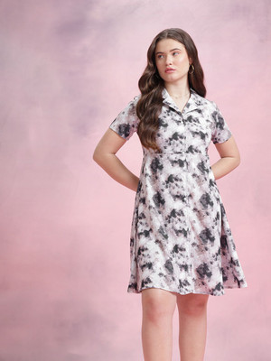 Dressberry Women Shirt White Above Knee/Mid Thigh Length Dress