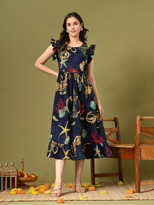 Sangria Women Wrap Blue Midi/Calf Length Dress