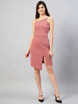 RARE Women Bodycon Pink Above Knee/Mid Thigh Length Dress
