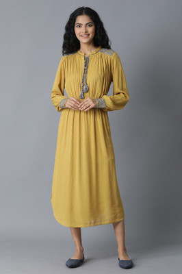 W Women A-line Yellow Midi/Calf Length Dress