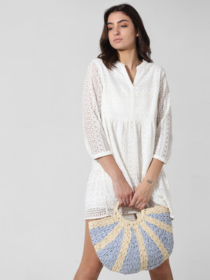 ONLY Women A-line White Above Knee/Mid Thigh Length Dress
