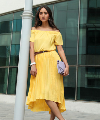 Pina Colada Women A-line Yellow Mini/Short Dress