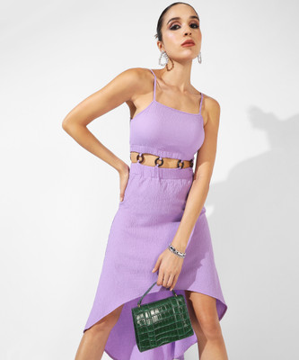 CAMPUS SUTRA Women A-line Purple Above Knee/Mid Thigh Length Dress