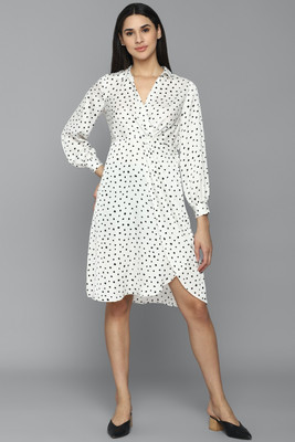 Allen Solly Women A-line White Knee Length Dress