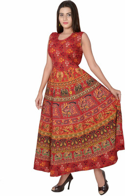 Shakshi Creations Women A-line Red Maxi/Full Length Dress