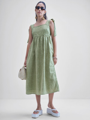Tokyo Talkies Women Fit and Flare Green Midi/Calf Length Dress