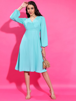 Tokyo Talkies Women A-line Green Knee Length Dress