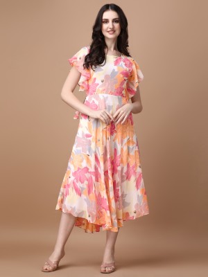 The Vendorvilla Women Fit and Flare Pink Dress