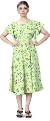 StyleO Women Fit and Flare Multicolor Below Knee Dress