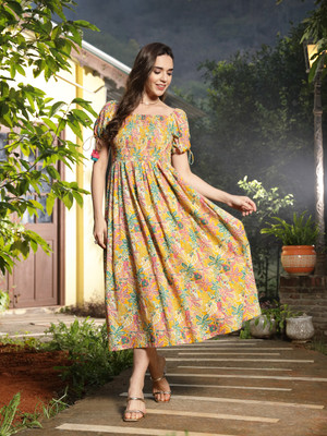 Stylum Women Fit and Flare Multicolor Maxi/Full Length Dress