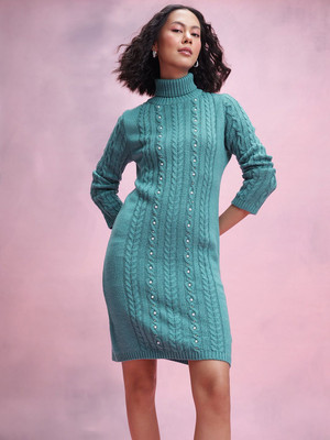 Dressberry Women Sheath Blue Above Knee/Mid Thigh Length Dress