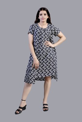 ADDICTED ATTIRE Women A-line Black, White Dress