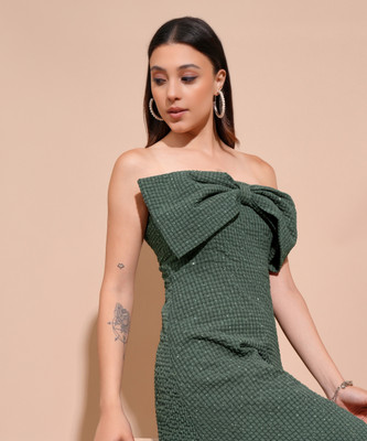 Tokyo Talkies Women A-line Green Mini/Short Dress