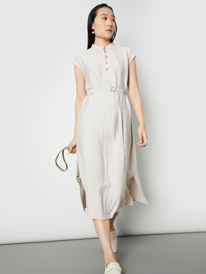 MAX Women A-line Brown Below Knee Dress