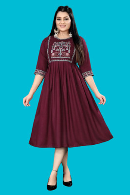 DICHIKA Fashion Women Fit and Flare Black Knee Length Dress